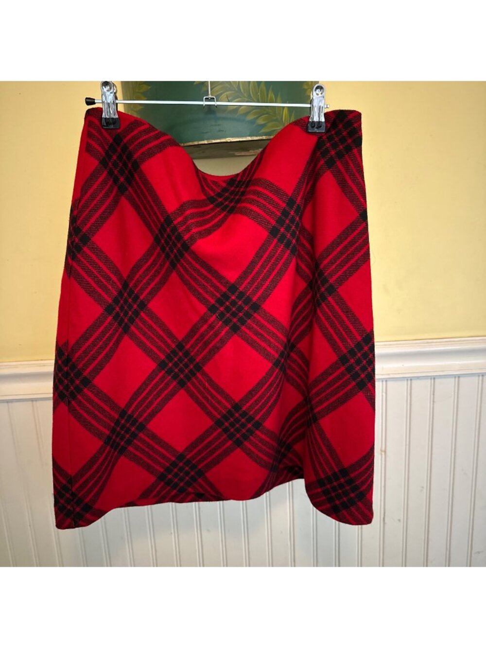 Red & Black Plaid Talbots Skirt Size 10 Wool Blend